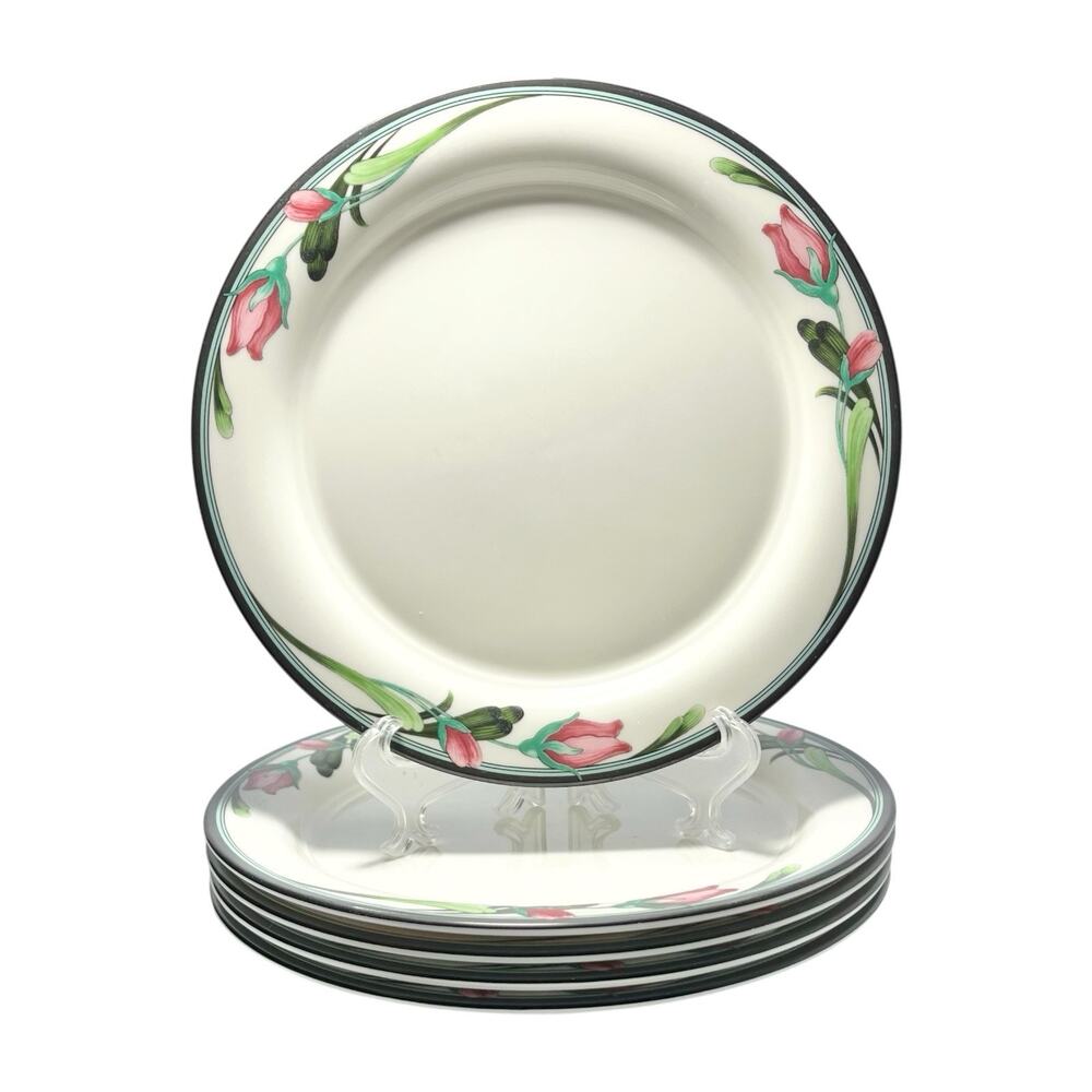 Lenox “Midnight Blossoms” Set of 5 Ceramic Salad Plates 8 1/2”
